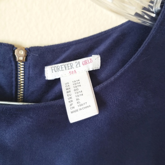 *SOLD* Forever 21 Girls Navy Suede Shift Dress XS - Picture 7 of 7